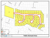 Map of planned water service shut offs on NW Meadow Grass Drive, NW 171st Place, and NW 172nd Place