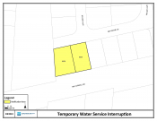 Map showing water service shut off area on NW Wayne Lane